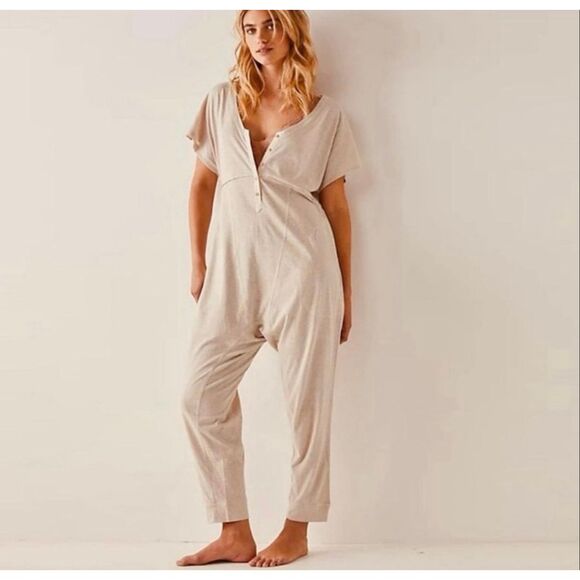 Intimately Free People Pillow Talk Henley Harem Jumpsuit Small NEW